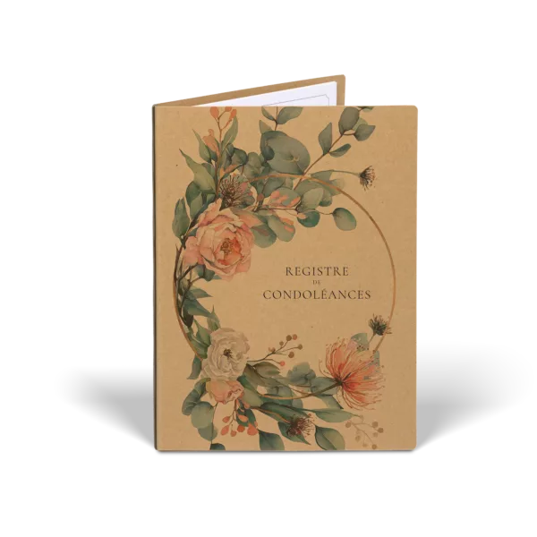 Recueil de Condoléances - 2 volets A4 en Carton Noble Recyclé - Fleuri