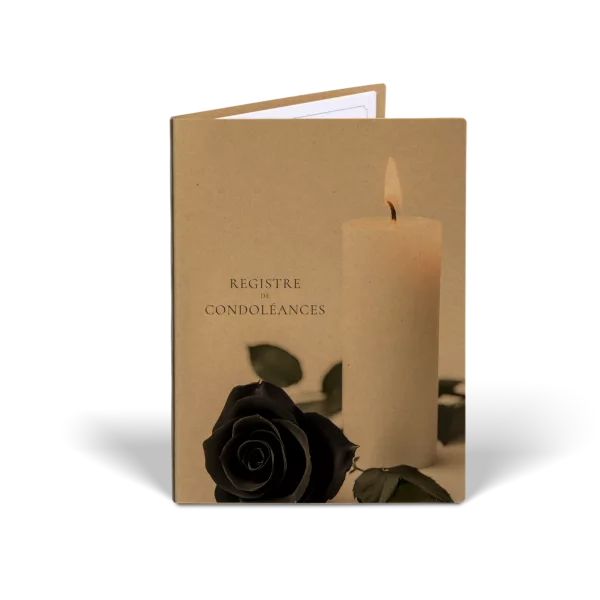 Recueil de Condoléances - 2 volets A4 en Carton Noble Recyclé - Bougie